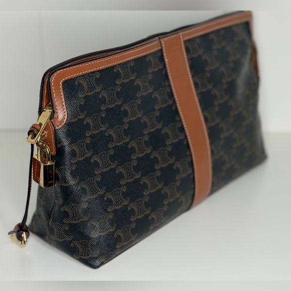 Celine Brown Triomphe Canvas Toiletry Pouch - Picture 3 of 16